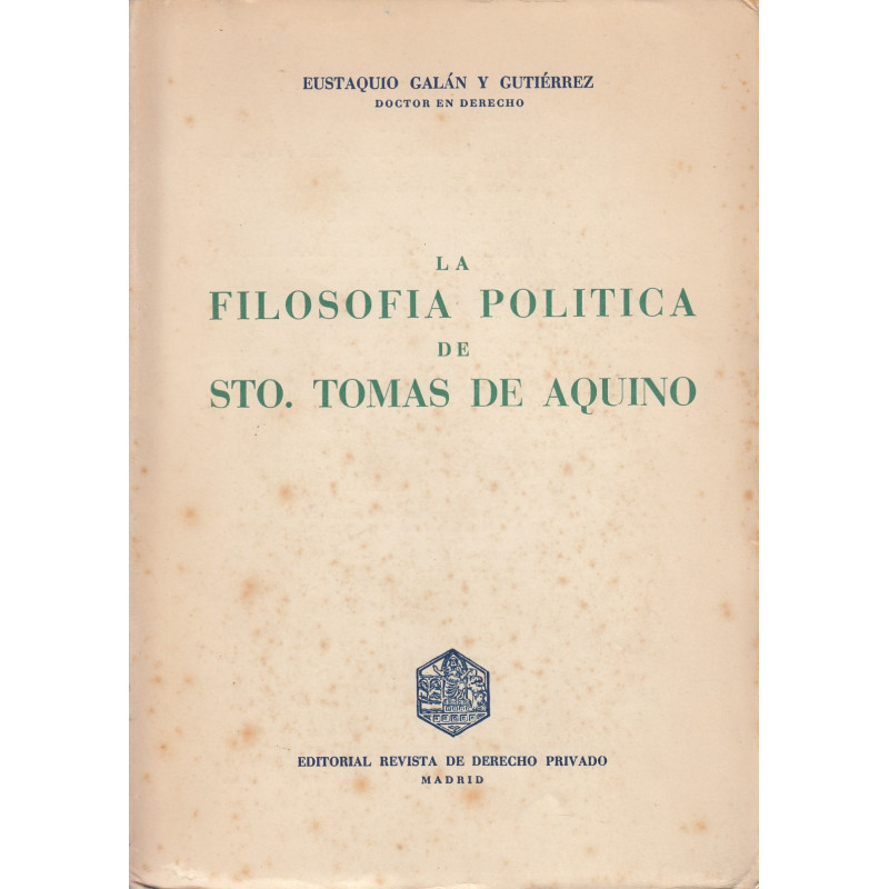 LA FILOSOFÍA POLÍTICA DE STO. TOMÁS DE AQUINO