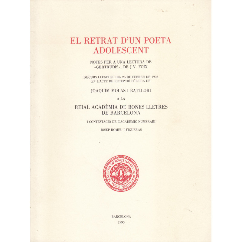 EL RETRAT D'UN POETA ADOLESCENT. Notes per a una Lectura de -GERTRUDI-