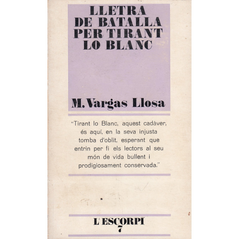 LLETRA DE BATALLA PER TIRANT LO BLANC