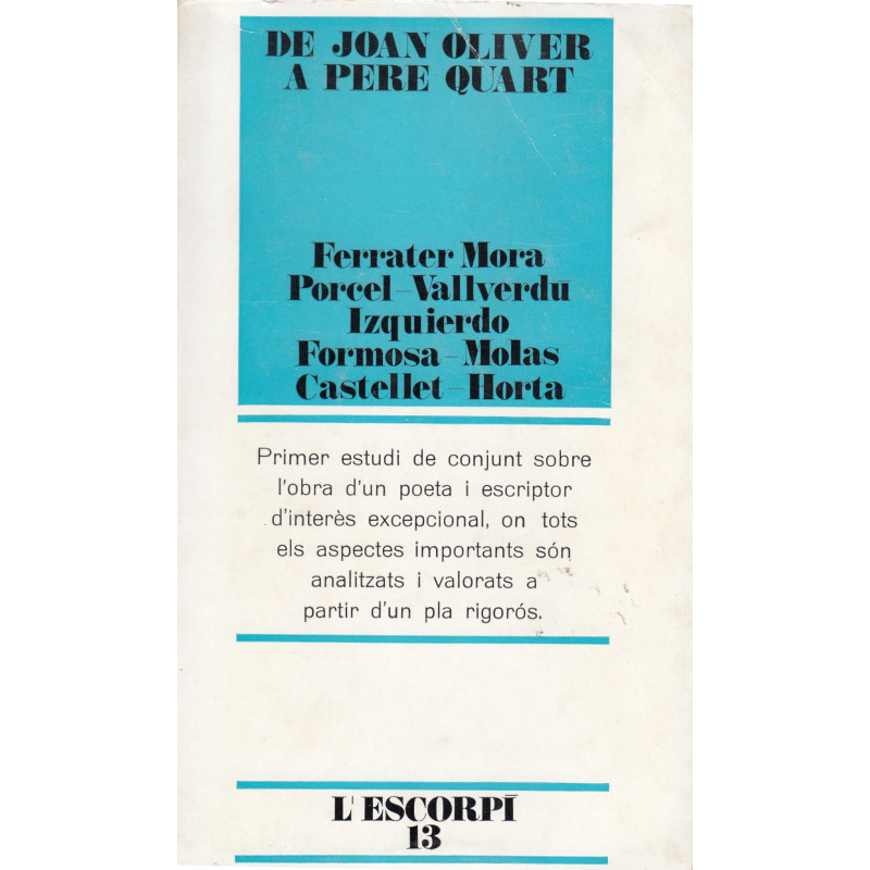 DE JOAN OLIVER A PERE QUART