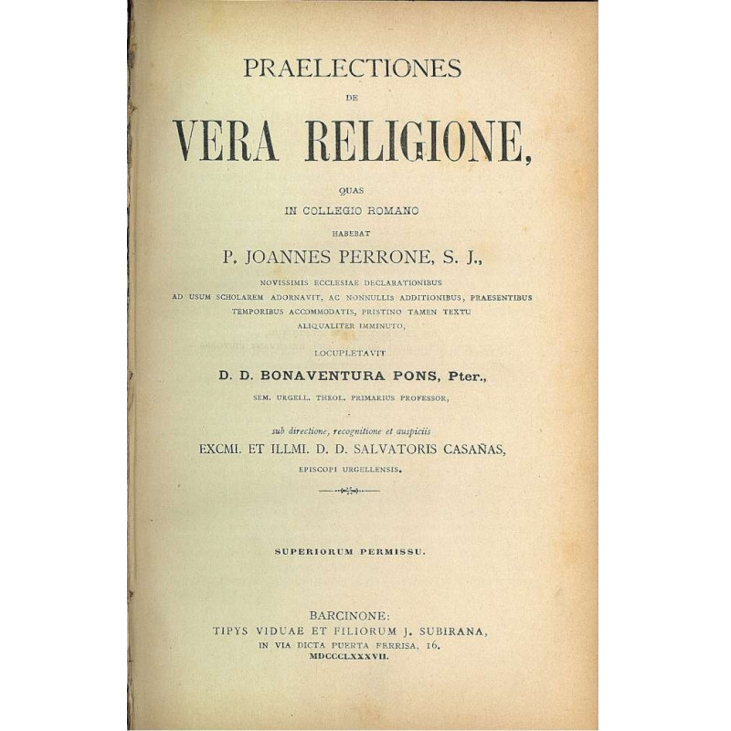 PRAELECTIONES DE VERA RELIGIONE Vol. 1 y Vol. 2