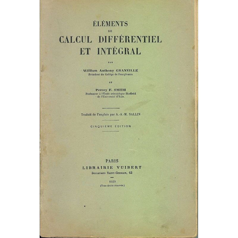 ÉLÉMENTS DE CALCUL DIFFÉRENTIEL ET INTÉGRAL