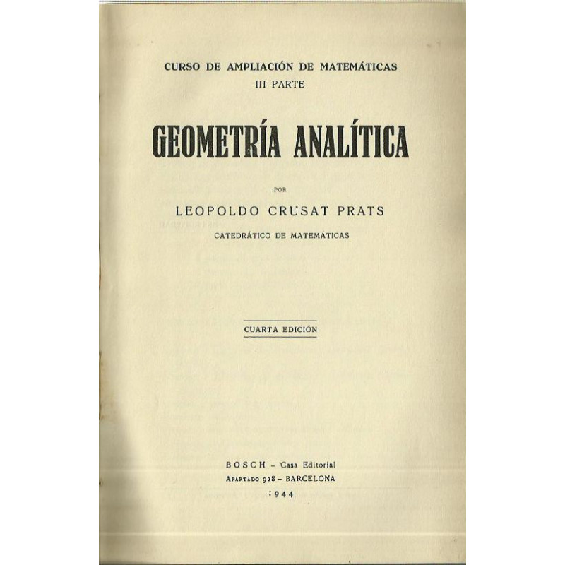 GEOMETRÍA ANALÍTICA Curso de Ampliación de Matemáticas III PARTE