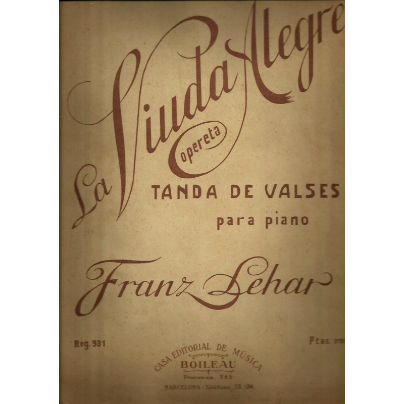 LA VIUDA ALEGRE Opereta, TANDA DE VALSES PARA PIANO