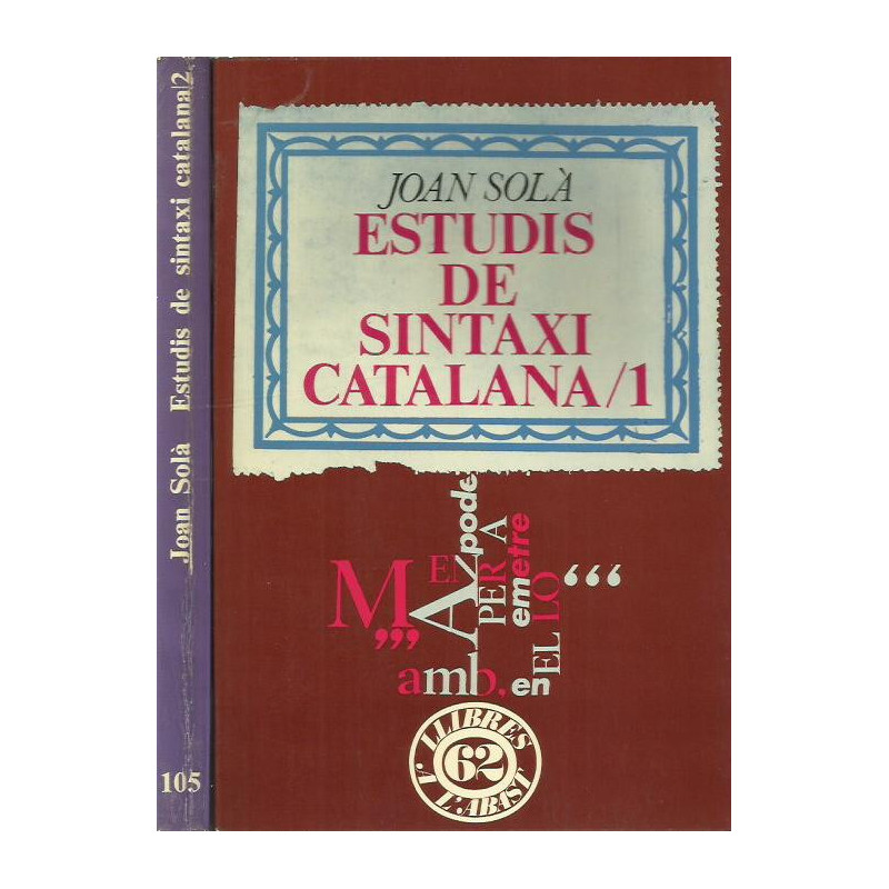 ESTUDIS DE SINTAXI CATALANA 1 i 2 2 Vols. OBRA COMPLERTA
